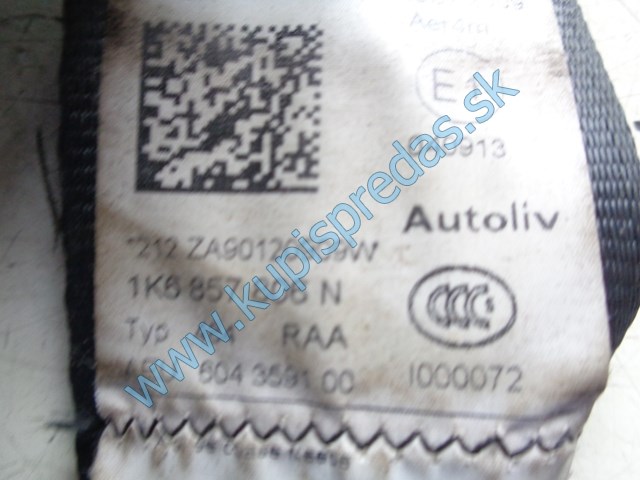 pravý zadný  pás na vw volkswagen golf VI HB, 